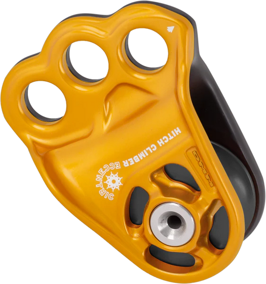 DMM HITCH CLIMBER ECCENTRIC PULLEY GOLD HIGH-PERFORMANCE GEOMETRY.